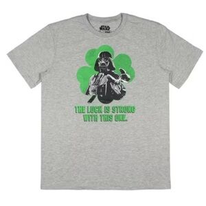 St. Patrick’s Day Men’s Graphic Tee Star Wars Small & Medium, gray Green NWT